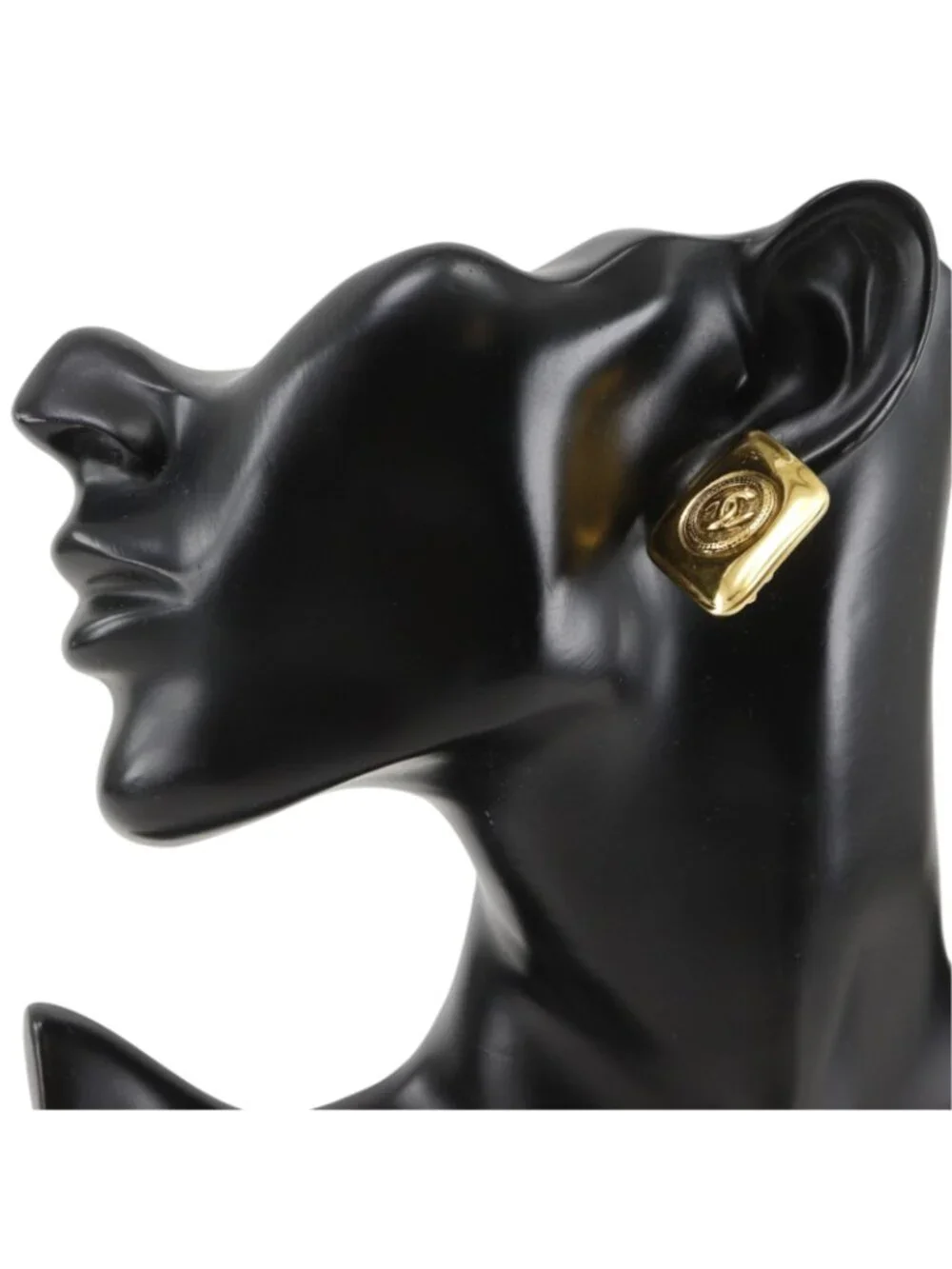 Chanel CC Logo Vintage Gold Plated Earrings